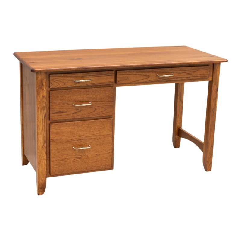 Rustic Hickory Writing Desk with Built-In Hutch and Drawers