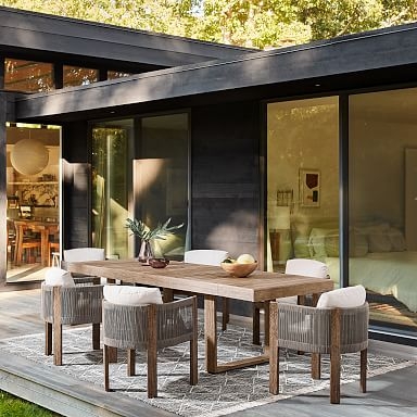 Rustic Modern Outdoor Dining Table Weathered Grey Chunky Legs