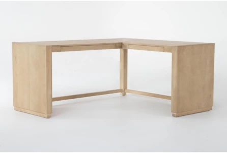 Rustic Natural Wood Corner Desk with Thick Top