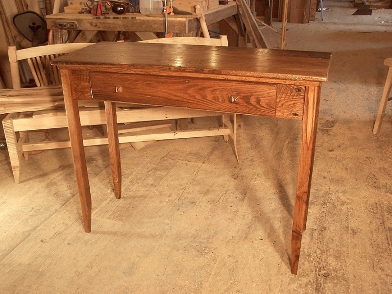 Rustic Reclaimed Wood Writing Desk Turned Legs. Farmhouse Style.