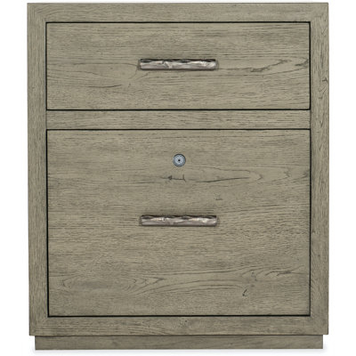 Rustic Wood Two Drawer File Cabinet with Saw-Mark Texture