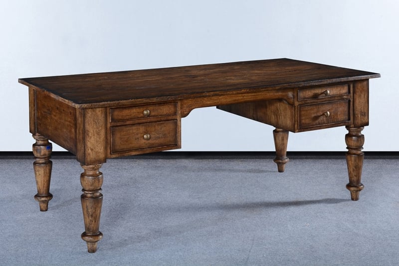 Rustic Writing Desk with Integrated Hutch and Turned Legs