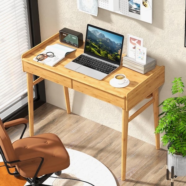 Scandinavian Writing Desk with Central Open Shelf