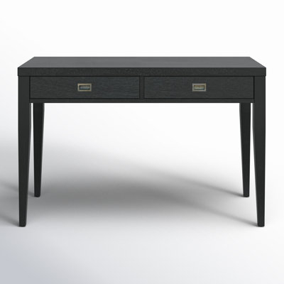 Scandinavian Writing Desk with Circular Cutout Pulls and Splayed Legs