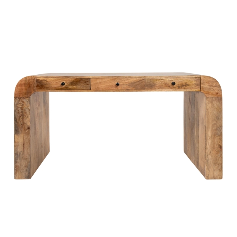 Scandinavian Writing Desk with Waterfall Edge and Drawers