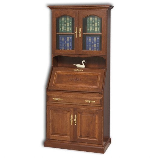 Secretary Desk Amish Traditional Glass Hutch Antique Hardware
