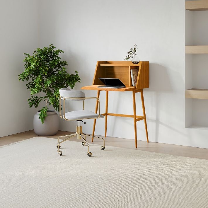 Secretary Desk Compact Profile Mid-Century Flip-Down Top
