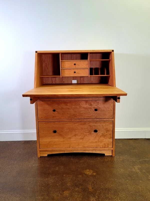 Secretary Desk Craftsman Style Warm Wood Drop Front
