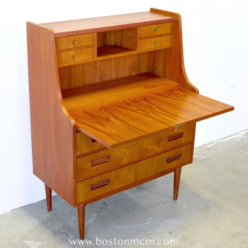 Secretary Desk Danish Modern Teak Pull-Out Surface