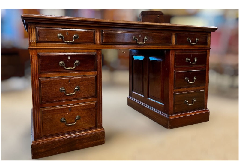 Secretary Desk Drop Front Interior Pigeonholes Antique Warm Brown