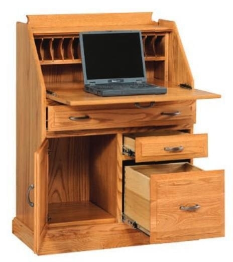 Secretary Desk Medium Brown Drop Down Front Pigeonhole Organizers