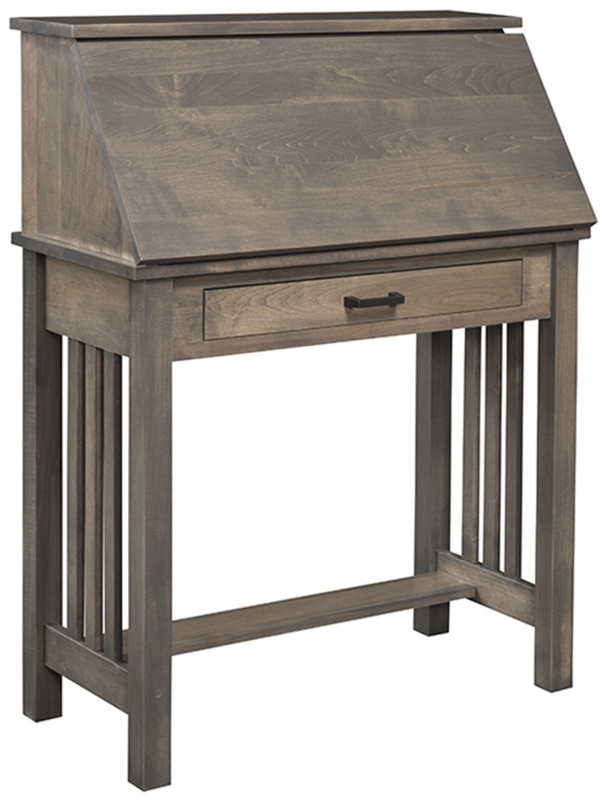 Secretary Desk Mission Style Slatted Sides Warm Wood