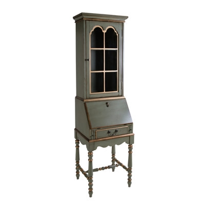 Secretary Desk with Hutch Storage and Drop Down Front in Dark Wood