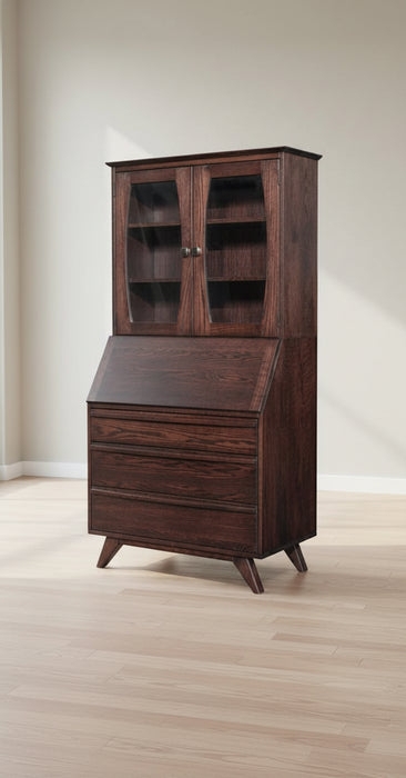 Secretary Desk with Slanted Hutch Top & Tapered Peg Legs