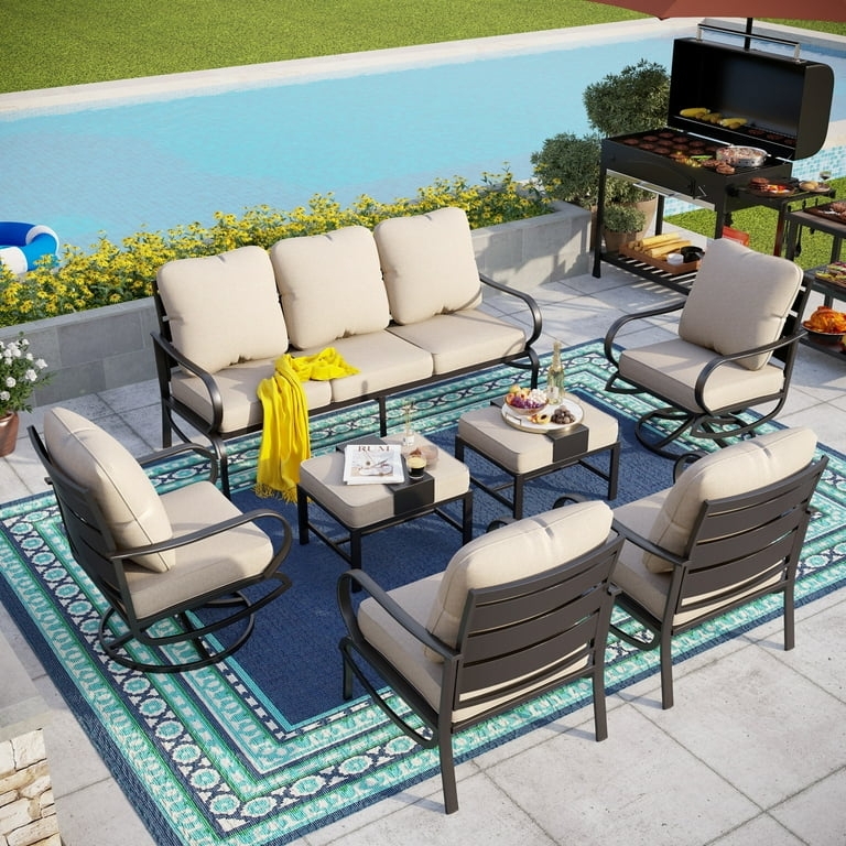 Sectional Sofa: 9 Person Capacity with Modular Metal Frame & U-Shaped Layout
