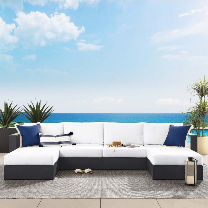 Sectional Sofa Powder Coated Aluminum U-Shaped Modular Set