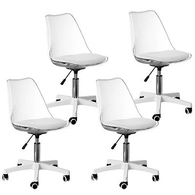 Set of 4 Armless Ghost Style Chairs with Rounded Back and Fixed Base