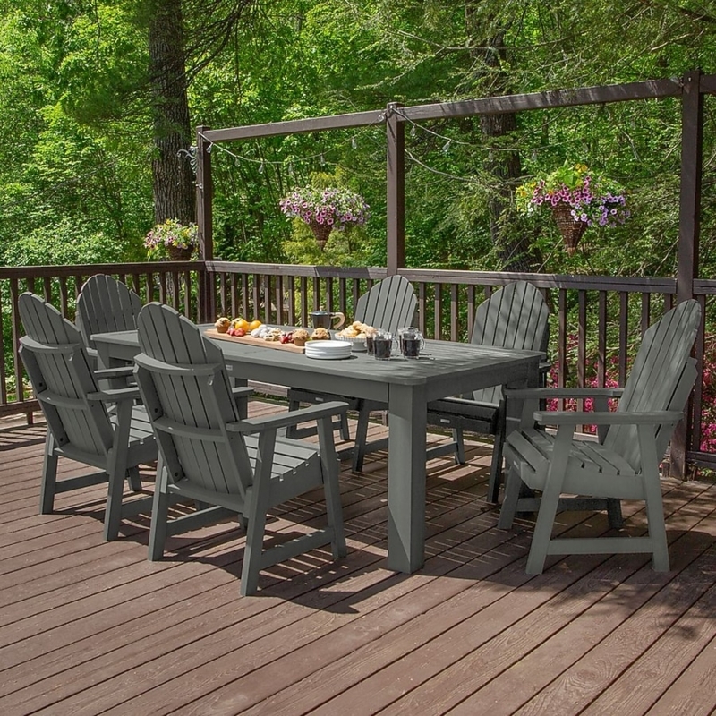 Seven Piece Patio Dining Set with Weathered Gray Finish