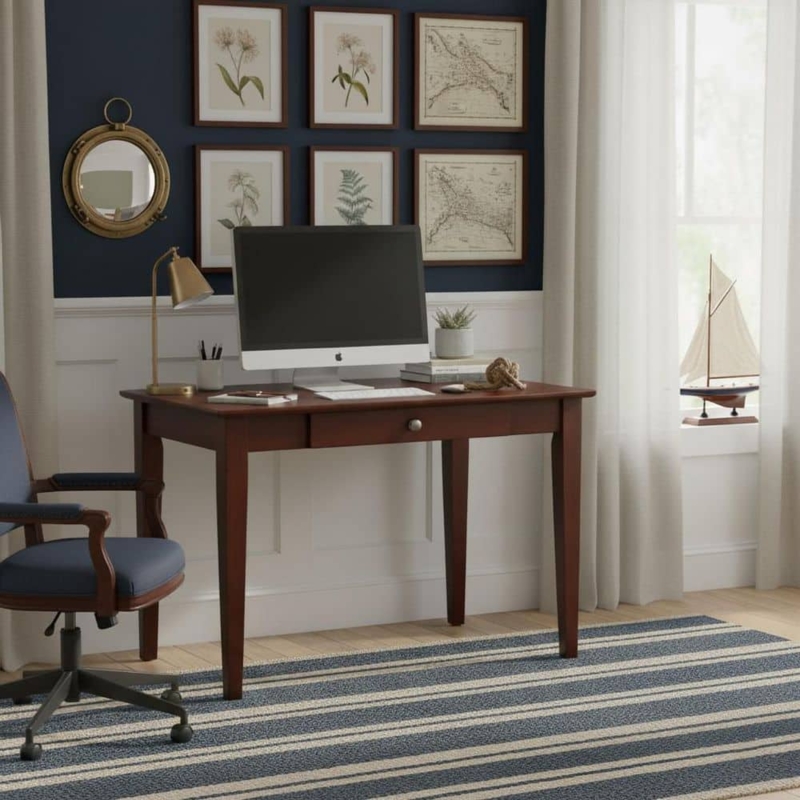 Shaker Style Writing Desk with Square Tapered Legs in Espresso