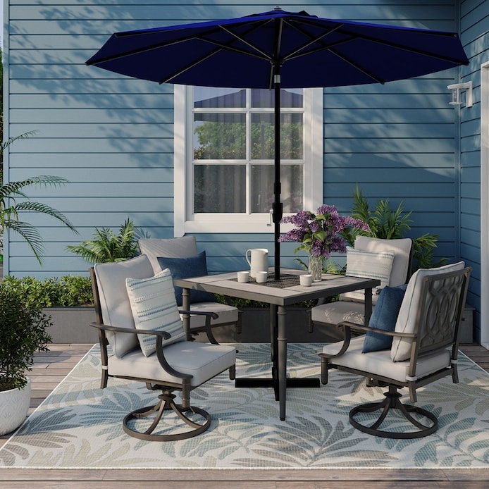 Shop allen + roth Thomas Lake 5-Piece Square Patio Dining Set with Gray  Cushions at