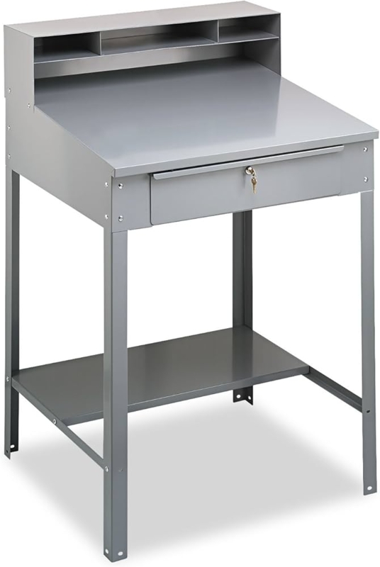Shop Desk Standing Sloped Top Pigeonhole Organizer Steel Gray