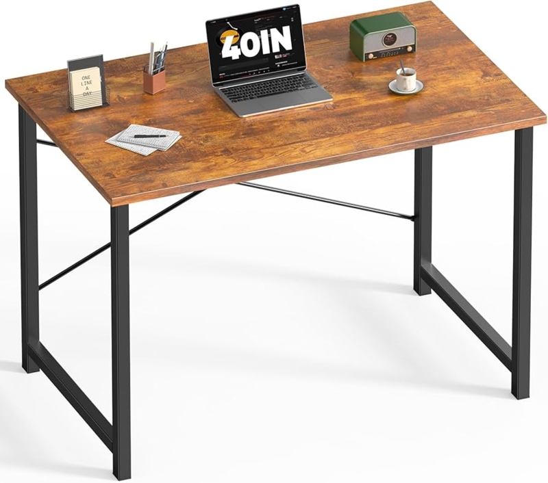 Simple Modern Computer Desk with Slim Metal Frame and Open Base