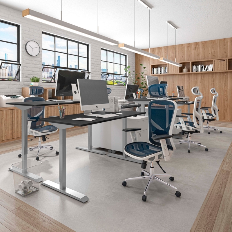 Sit-to-Stand Desk Two-Tier Surface Rolling Casters Mobile Base