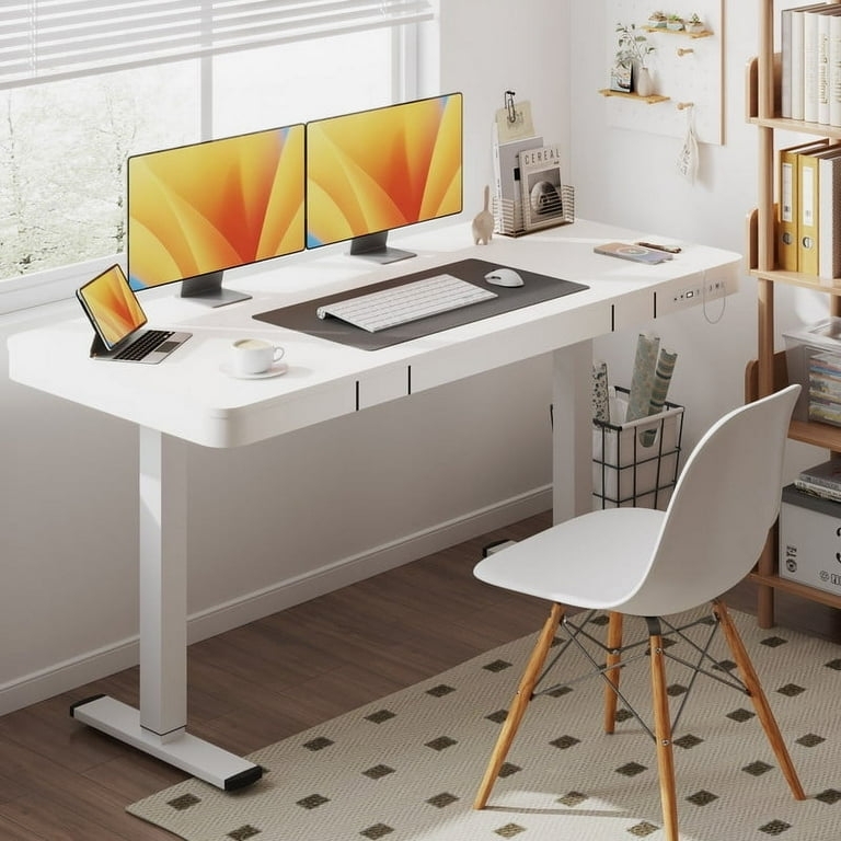Sleek Electric Standing Desk with Headphone Hook and Drawer