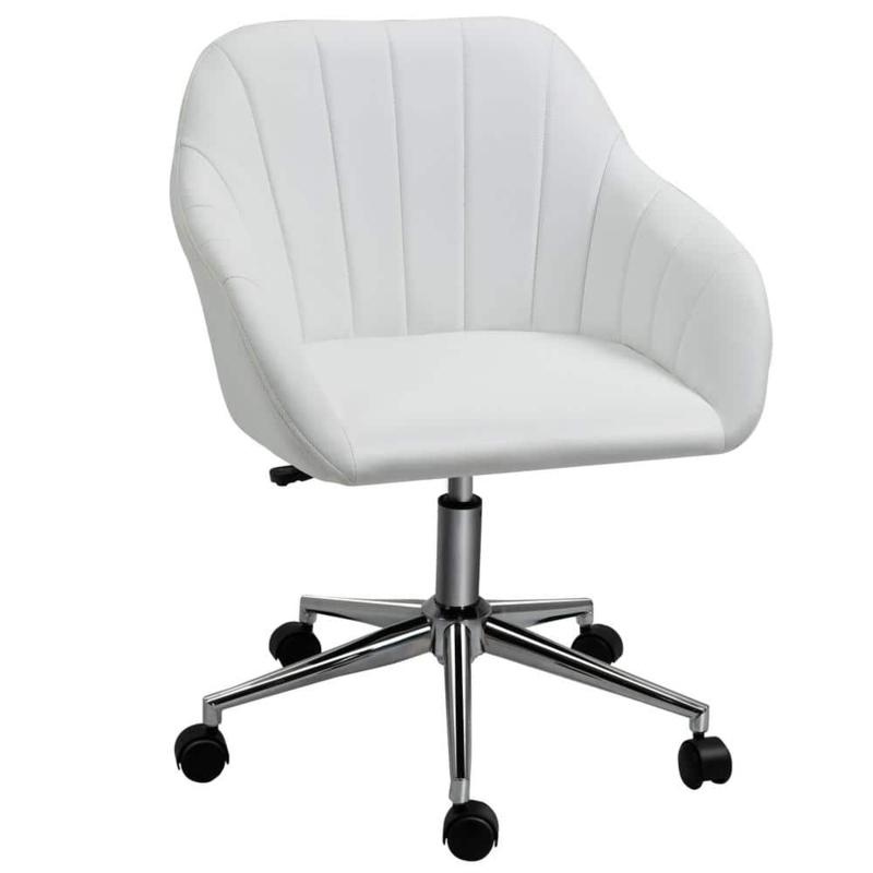 Sleek Task Chair with Integrated Curved Arms & Polished Chrome Star Base