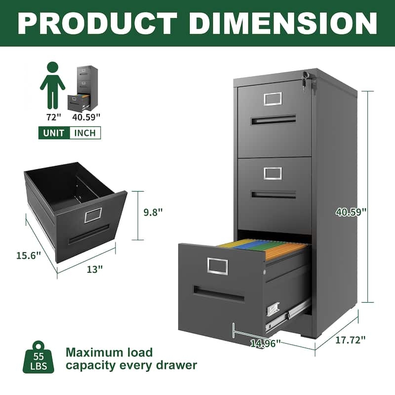 Slim File Cabinet White Metal Three Drawer Locking