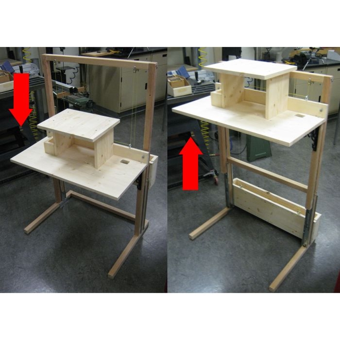 Slotted Plywood Adjustable Desk, Minimalist Two-Tier Design