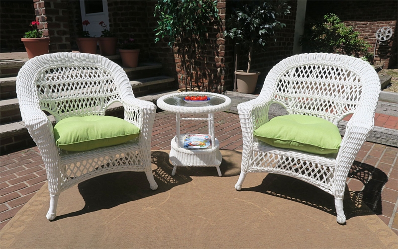 Sofa Seating Group White Resin Wicker Coastal Palette Flared Arms