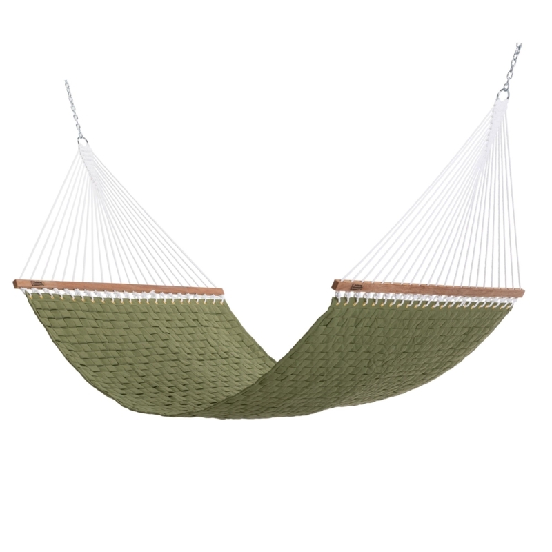 Soft Weave Hammock with Spreader Bars in Sage Green and Hanging Chains