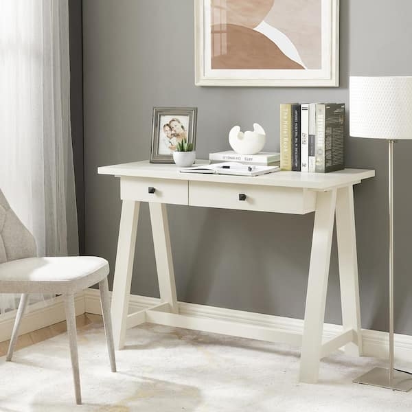 Square Leg Writing Desk with Slim Horizontal Pulls for Office
