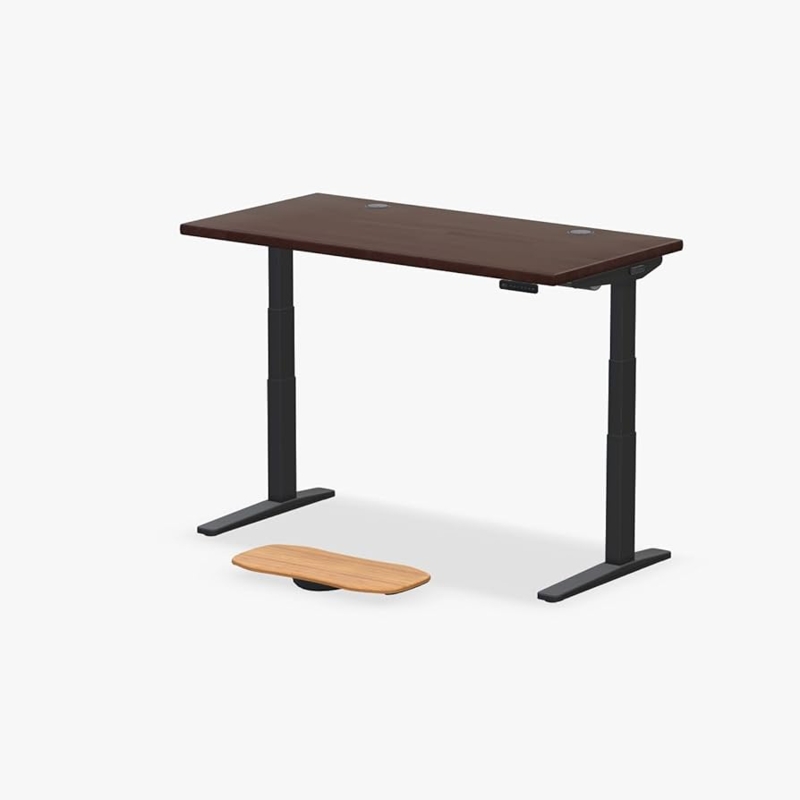 Standing Desk Butcher Block Top C-Frame Black Metal Industrial Style