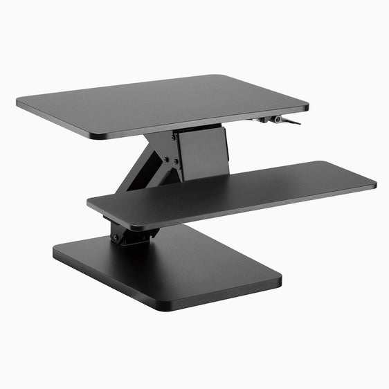 Standing Desk Converter Two-Tier X-Frame Manual Lift Keyboard Tray