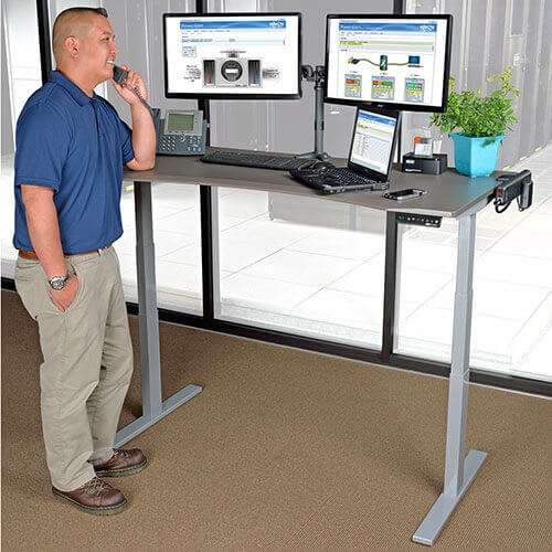 Standing Desk Dark Wood Top Metal Frame Office Style Decor