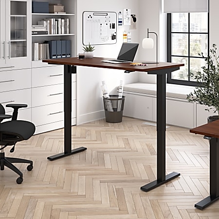 Standing Desk Dual Motor Electric Light Oak and Black Metal T-Legs