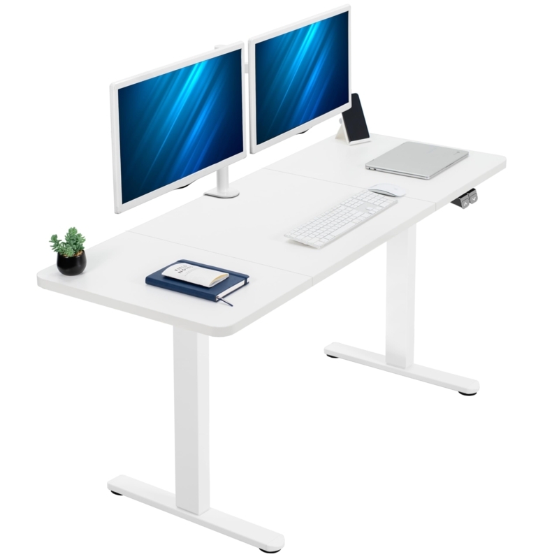 Standing Desk Electric Height Adjustable T-Frame Base, All-White Finish