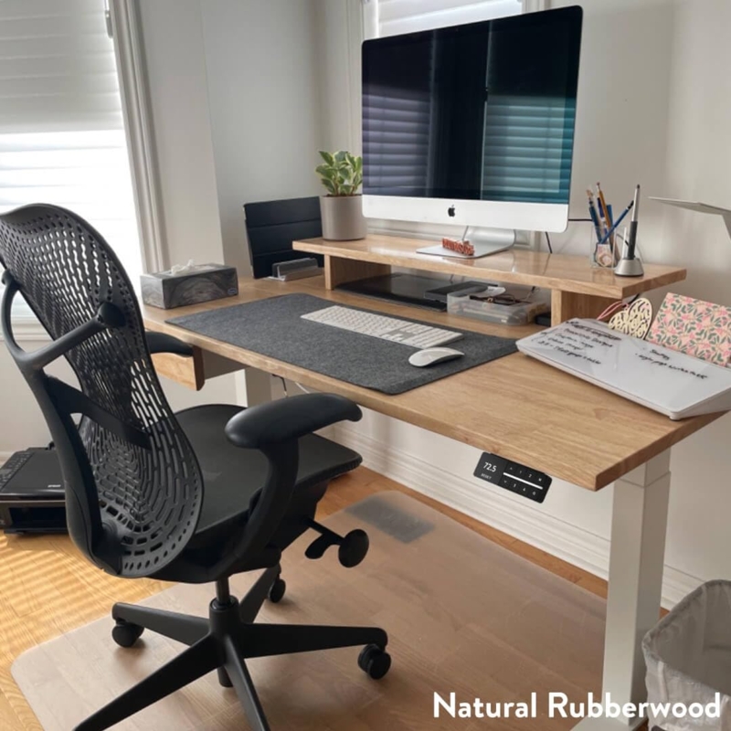 Standing Desk Ergonomic Cutout Walnut Finish Black Frame Modern Office