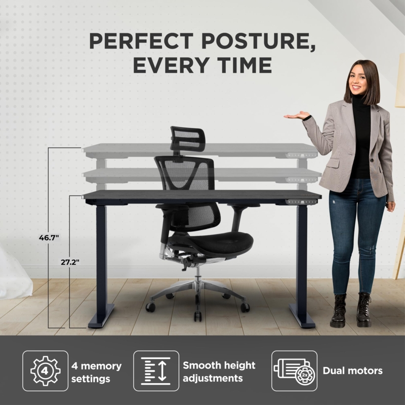 Standing Desk Espresso Brown Top T-Frame Base Electric Controls