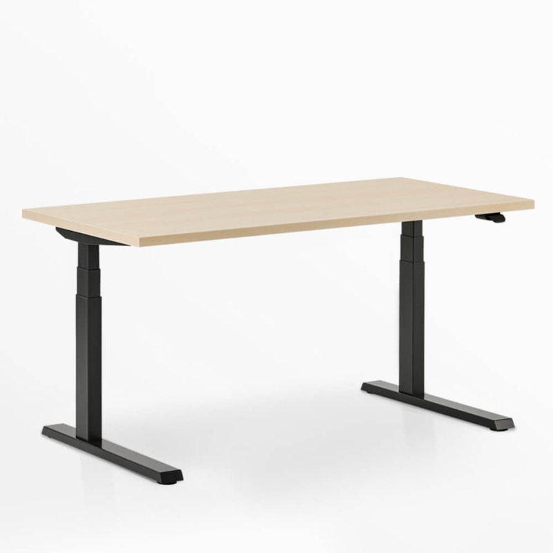 Standing Desk Extra Wide Light Wood Top White Base Bright Workspace