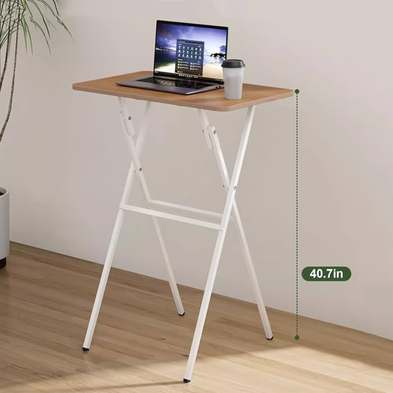 Standing Desk Folding X-Frame Telescoping Legs Light Wood Black Portable