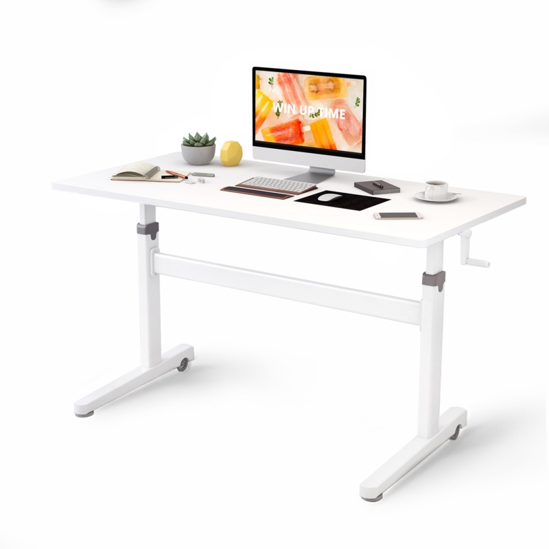 Standing Desk Hand Crank Rolling Casters Adjustable Height