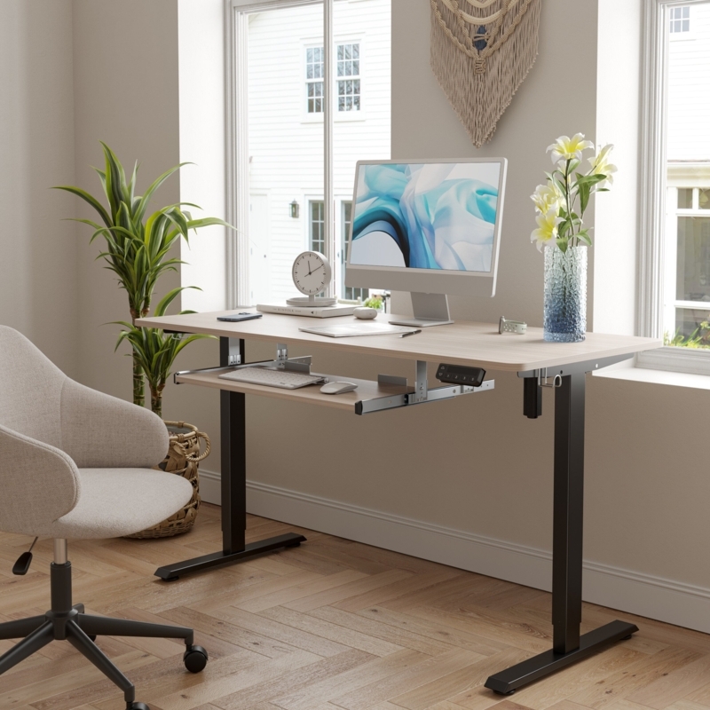 Standing Desk L-Shaped Electric Height Adjustment Monitor Shelf