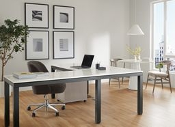 Standing Desk L-Shaped Height Adjustable Wood Toned Top