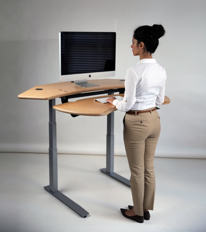 Standing Desk Large Multi-Level Top with Ergonomic Curved Cutout