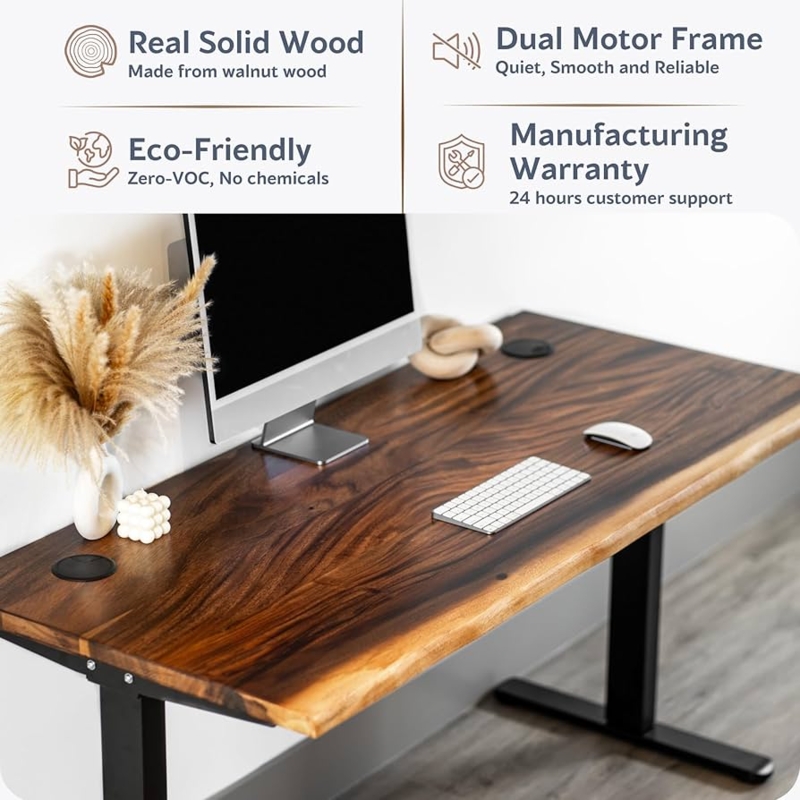 Standing Desk Live Edge Walnut Adjustable Height Organic Modern Office