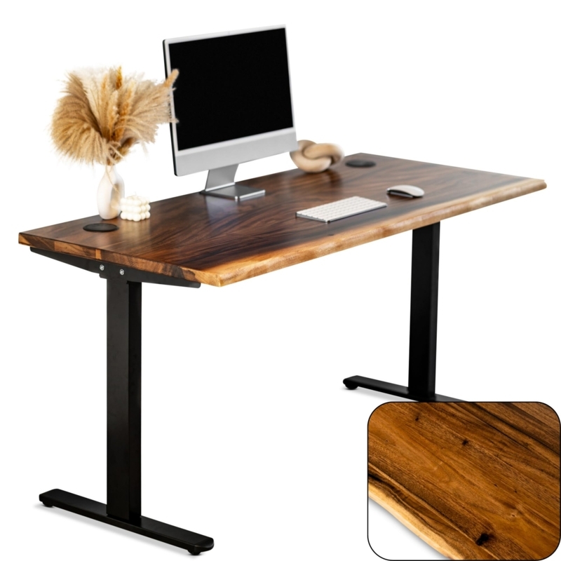 Standing Desk Live Edge Walnut Top Adjustable Modern Rustic Office