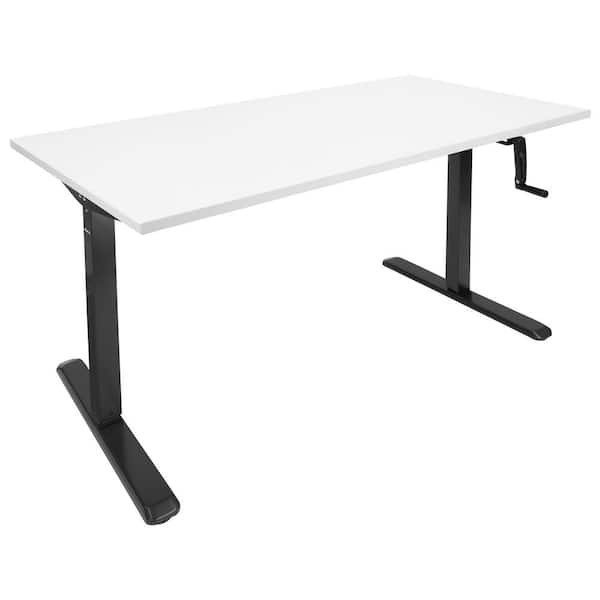 Standing Desk Manual Hand Crank T-Leg Base Leveling Feet